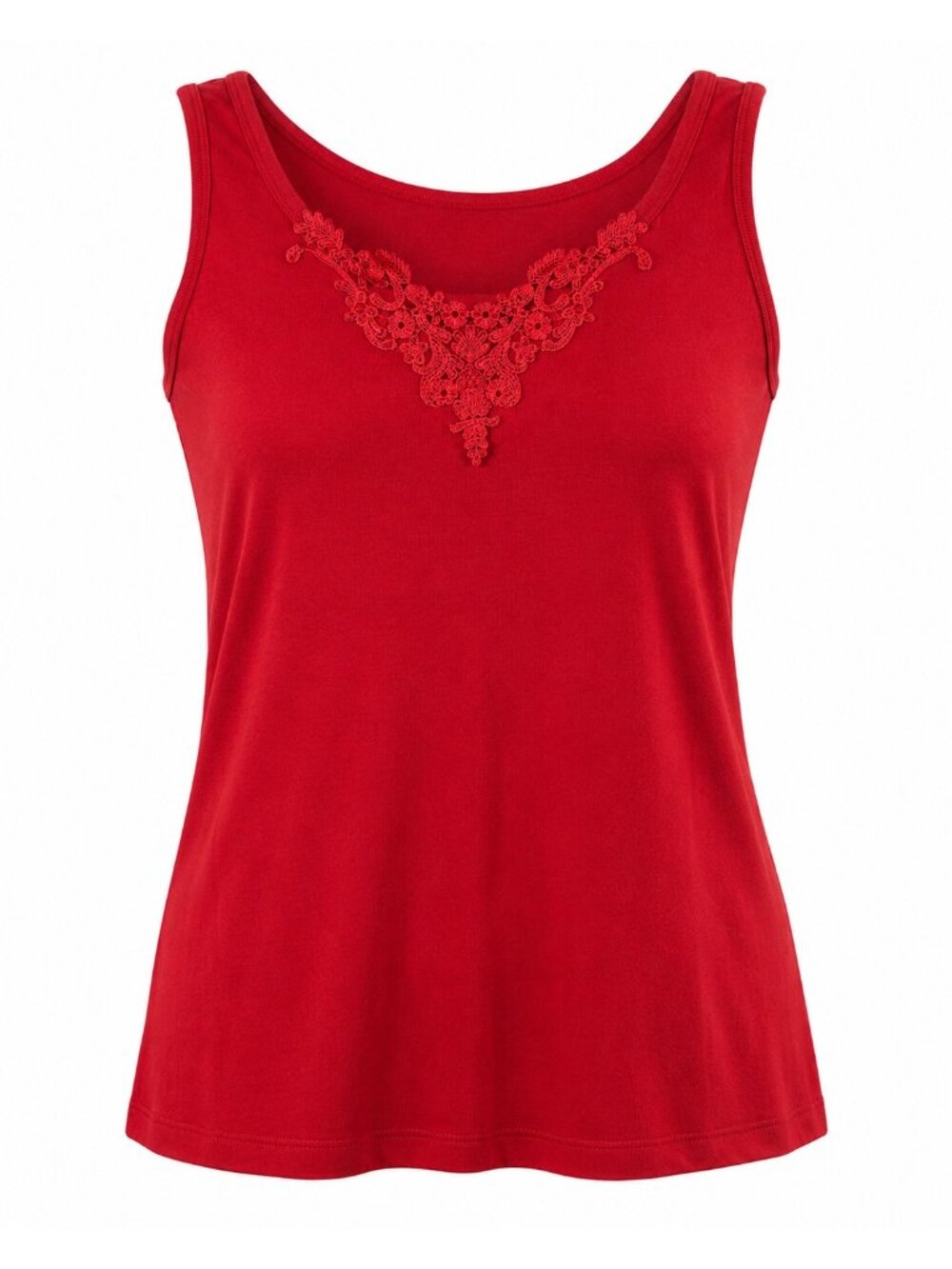 Anne Lewin Women’s Large Red Sleeveless Tank Top Lace Embroidered Cotton Blouse